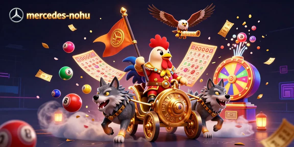 Experience the thrill of mercedes-nohu with dynamic lottery action and colorful elements in a lively 3D scene.