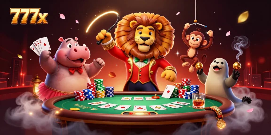 Experience thrilling action with 777x in this vibrant casino scene featuring playful characters and engaging game elements.