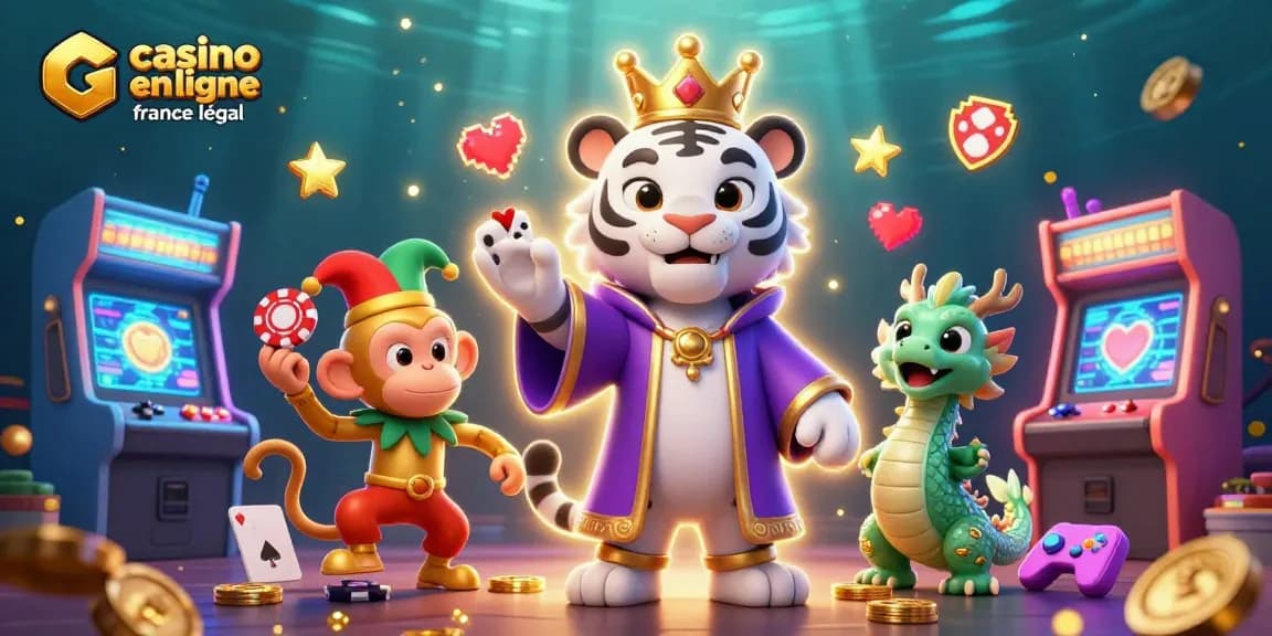 Profitez d’une expérience de jeu au casino en ligne France légal avec le décor ludique et dynamique de notre illustration.