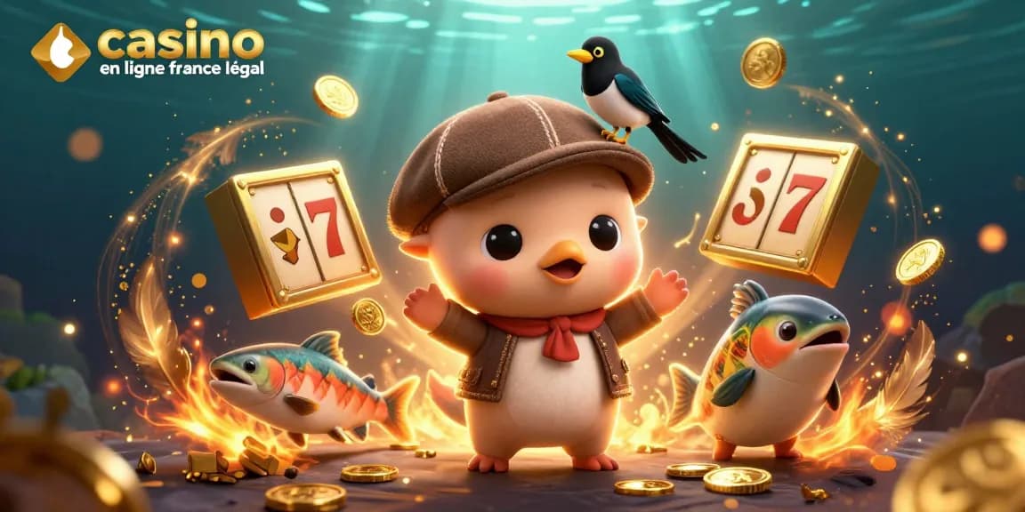 Les joueurs du casino en ligne France légal découvrent une scène animée avec Nessie et des pièces d'or autour.