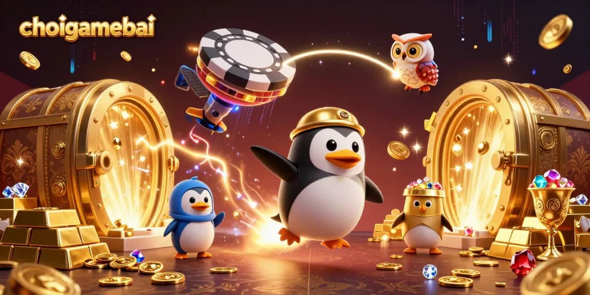 Engage with the thrilling universe of choigamebai as a penguin rockets through space towards a casino!