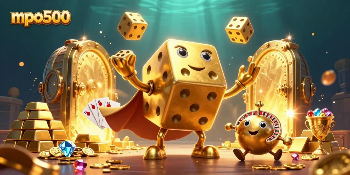 Experience the excitement of mpo500 with vibrant casino elements and dynamic gambling visuals.