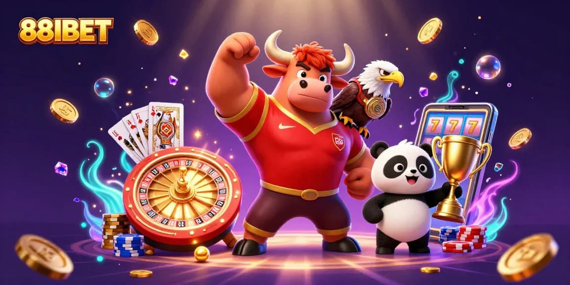 Experience thrilling wins with 88I BET in this vibrant casino illustration of game excitement.