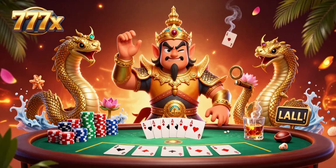 Experience thrilling poker action with 777x's vibrant and detailed casino scene.