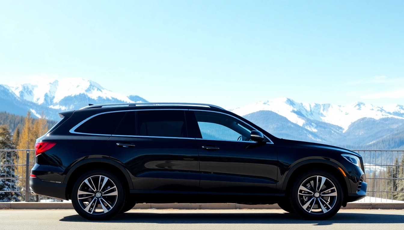 Experience premium car service vancouver to whistler with a luxury SUV in breathtaking mountain scenery.