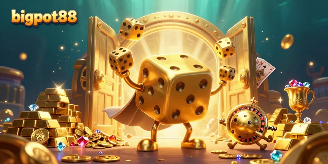 Engage in thrilling gameplay at bigpot88 with golden animated characters and rich casino treasures.