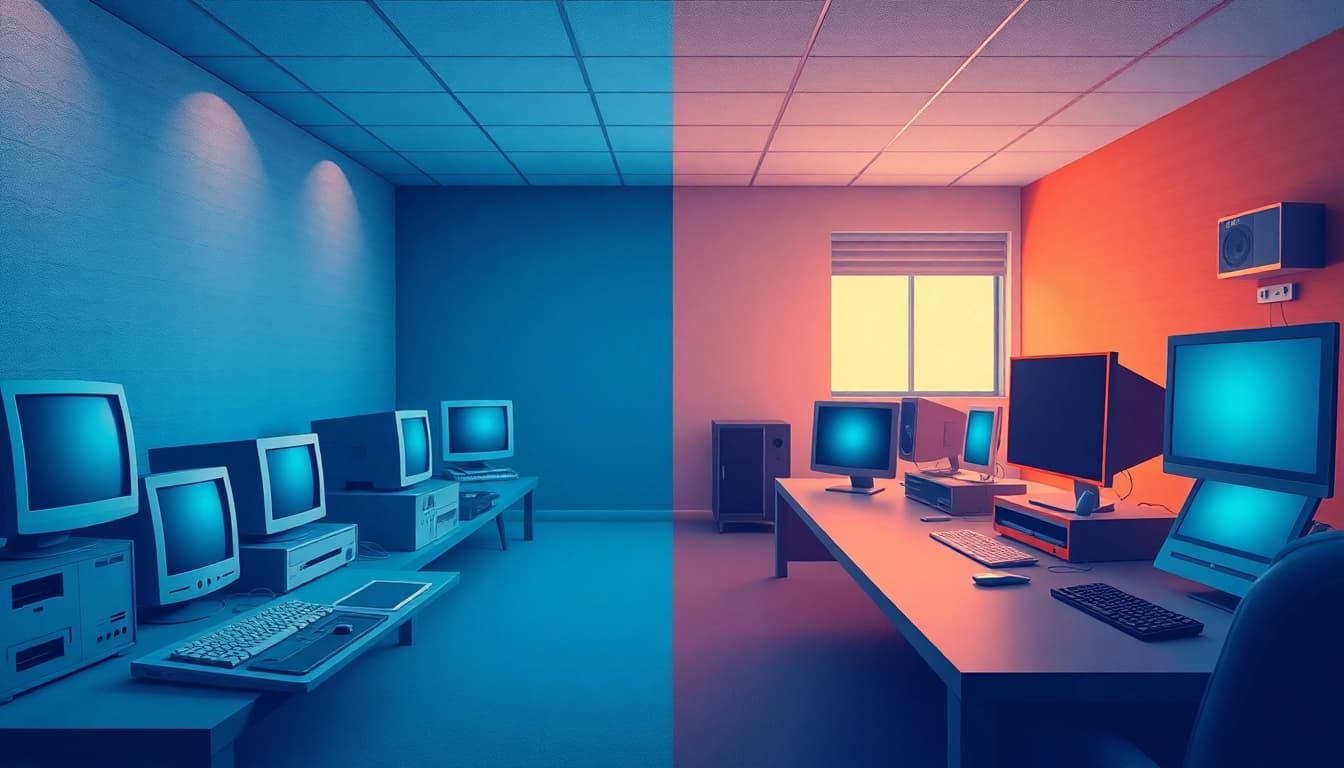 Visual representation of internet history evolution showcasing technological progress through time.