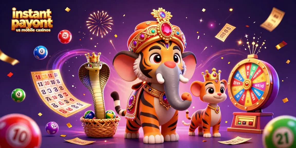 Experience the thrill of instant payout US mobile casinos with vibrant gambling elements and dynamic visuals.