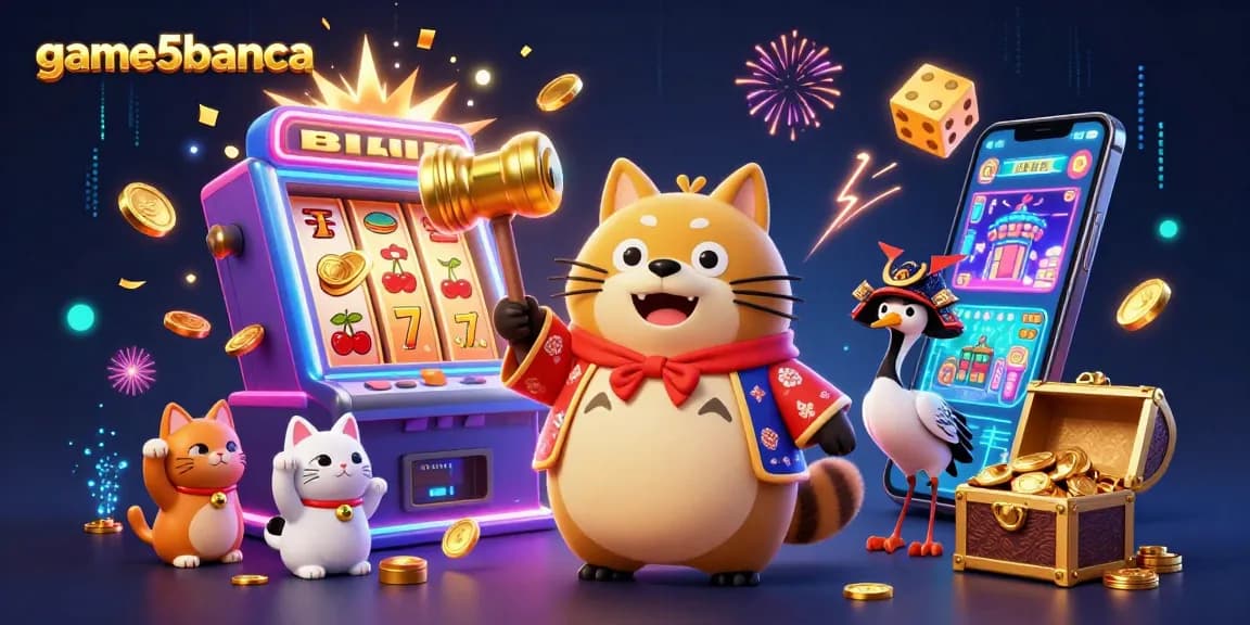 game5banca celebrates the thrill of winning with a vibrant 3D illustration of lucky characters and casino elements