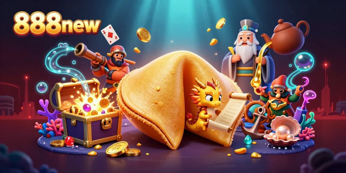 Experience fortune and gaming excitement at 888new with a vibrant 3D casino illustration.