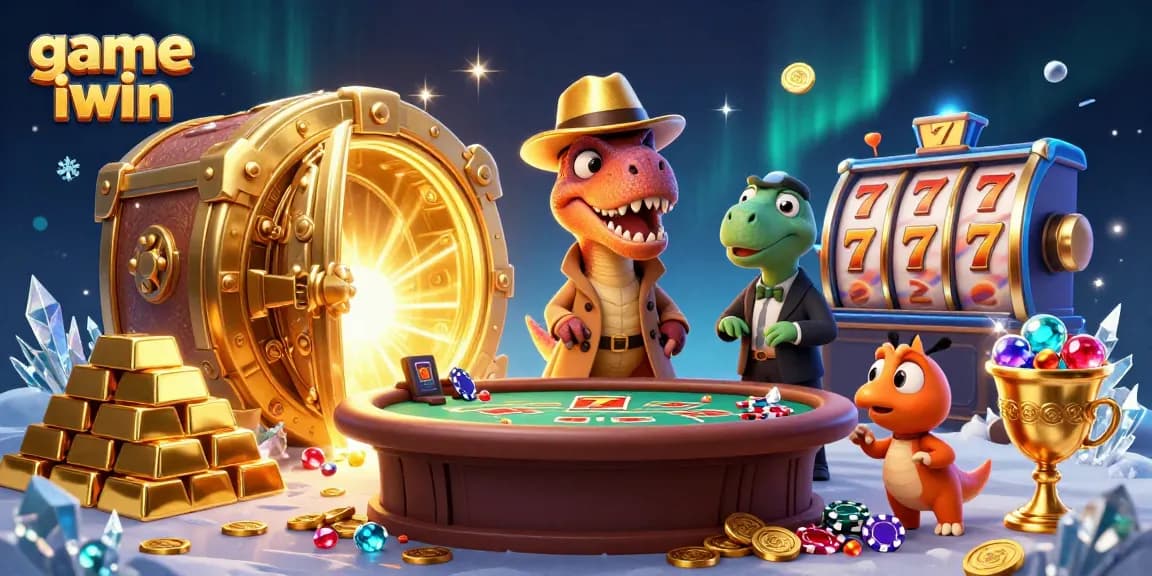 Engage with game iwin's thrilling slot machines amid captivating 3D gambling characters and vibrant treasures.