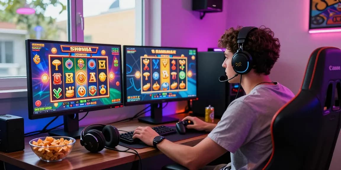 Player experiencing exciting slot super gameplay in a vibrant gaming setup.