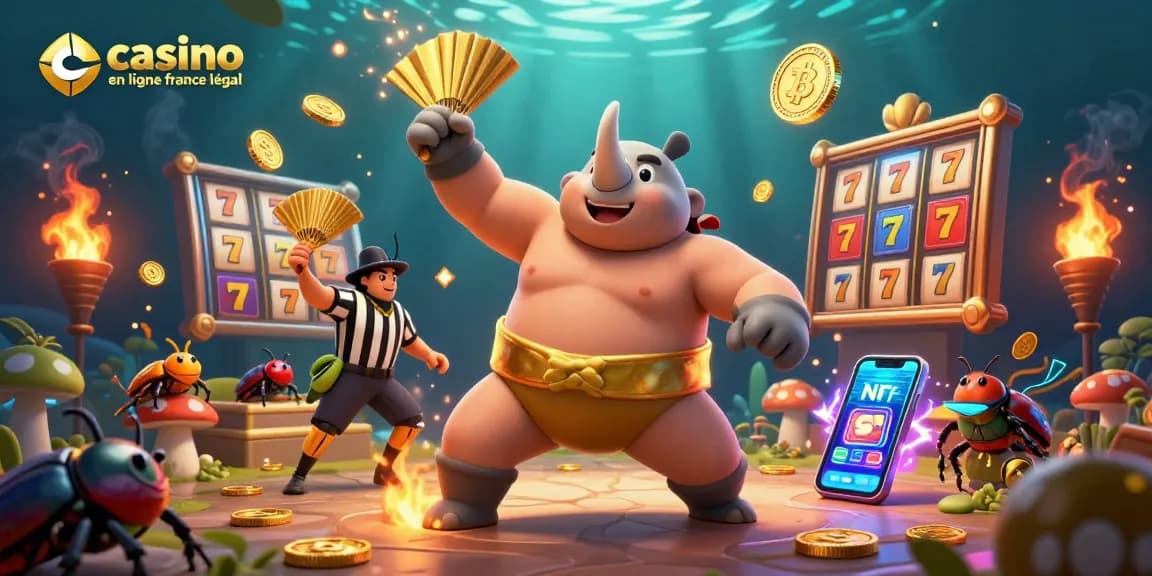 Découvrez le casino en ligne France légal avec ce combat illustré entre un rhinocéros scarabée et un cricket, où les gains volent.
