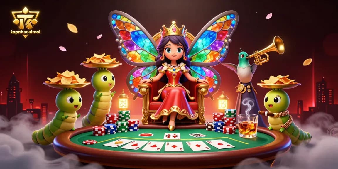 Experience thrilling poker action with topnhacaimoi in this vibrant 3D casino scene.