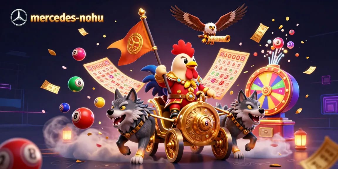 Experience the thrill of mercedes-nohu with dynamic lottery action and colorful elements in a lively 3D scene.