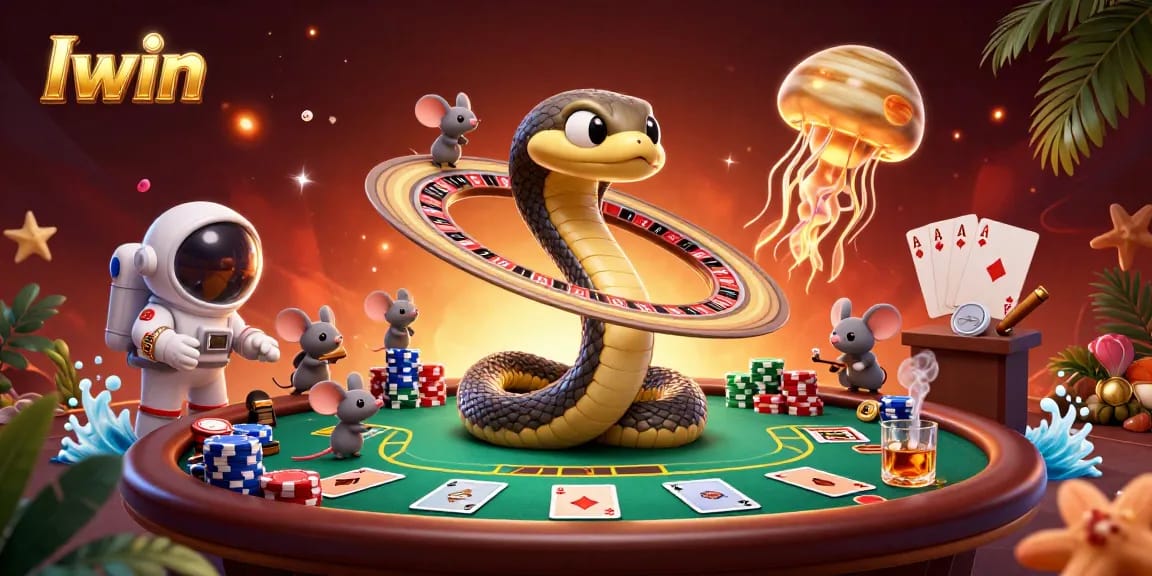 Iwin gamblers explore vibrant 3D cosmic casino scene with unique roulette elements.