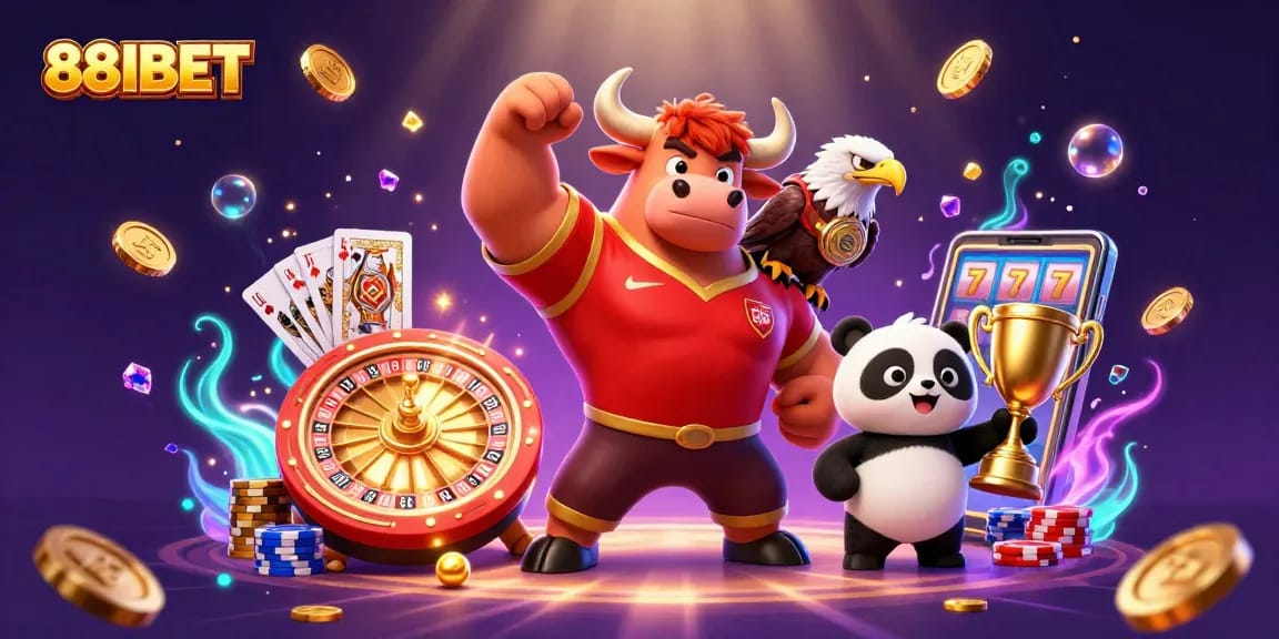 Experience thrilling wins with 88I BET in this vibrant casino illustration of game excitement.