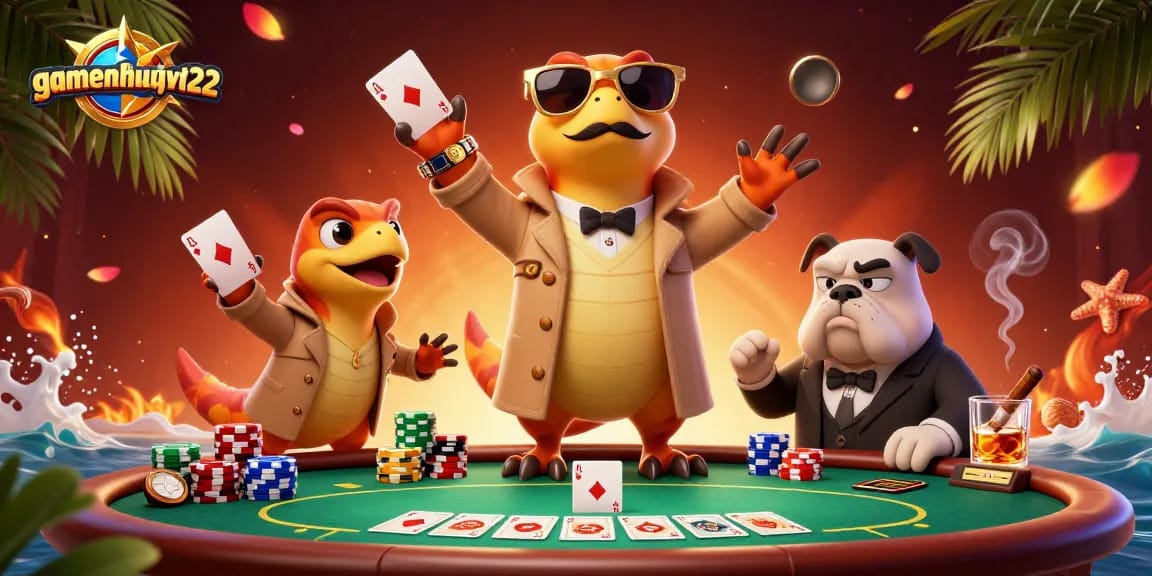Play Pai Gow at gamenohuuytin22 for strategic poker action in a vibrant casino scene.