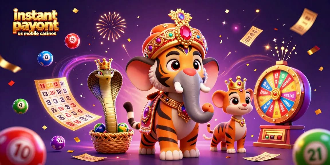Experience the thrill of instant payout US mobile casinos with vibrant gambling elements and dynamic visuals.