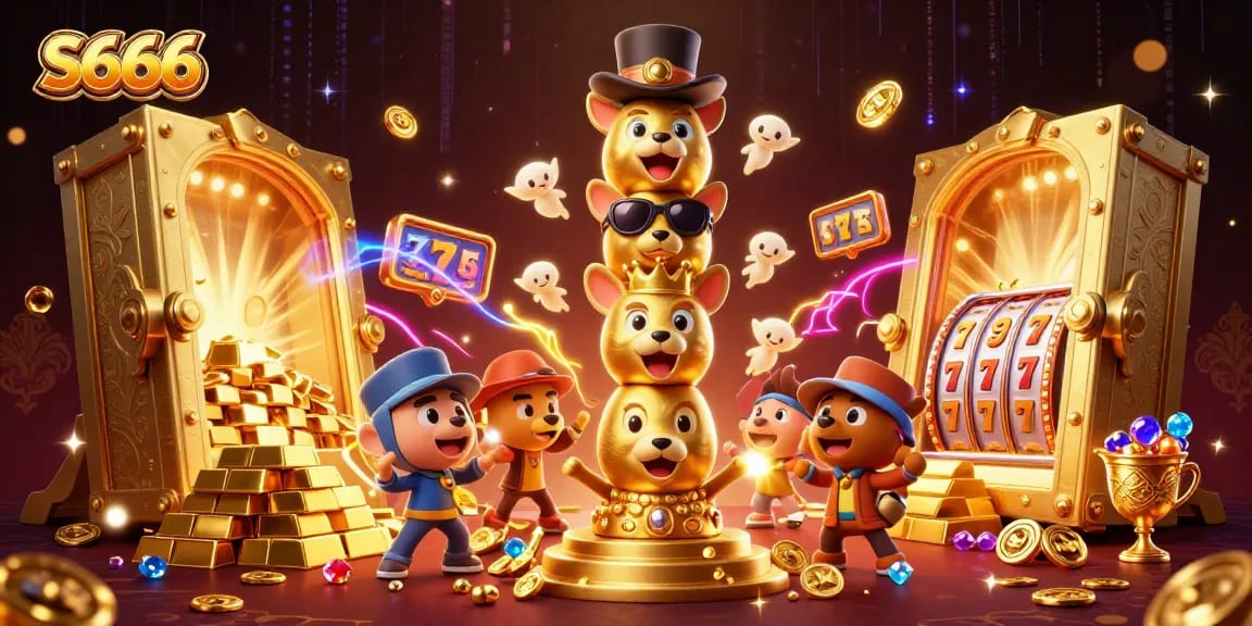 Experience the excitement of S666 with dynamic gaming elements, a golden totem, and rich treasures.