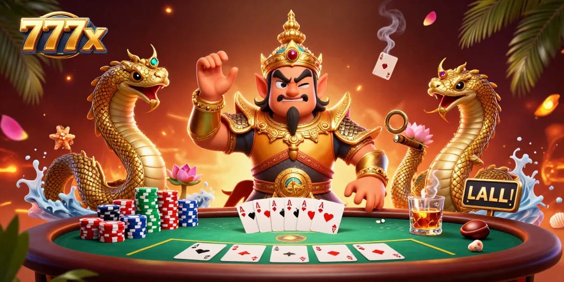 Experience thrilling poker action with 777x's vibrant and detailed casino scene.