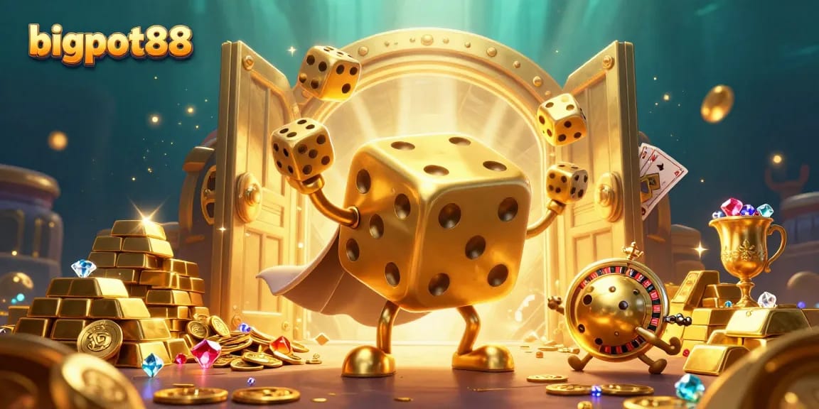 Engage in thrilling gameplay at bigpot88 with golden animated characters and rich casino treasures.