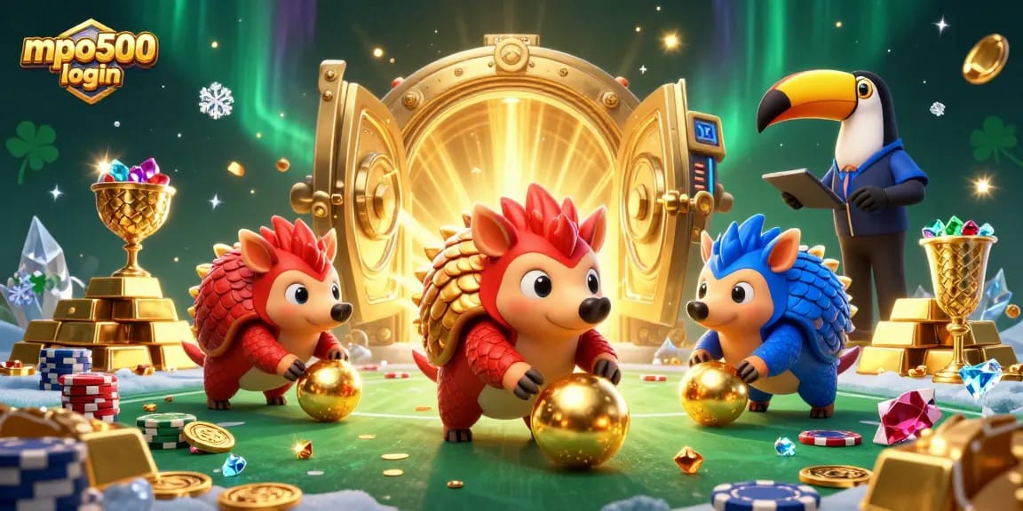 Engage with mpo500 login where rival pangolins compete in a vibrant casino scene packed with golden riches.
