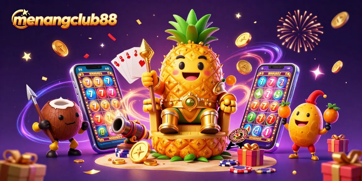 Engage in the exciting world of menangclub88, featuring a vibrant casino scene with characters and gaming elements.