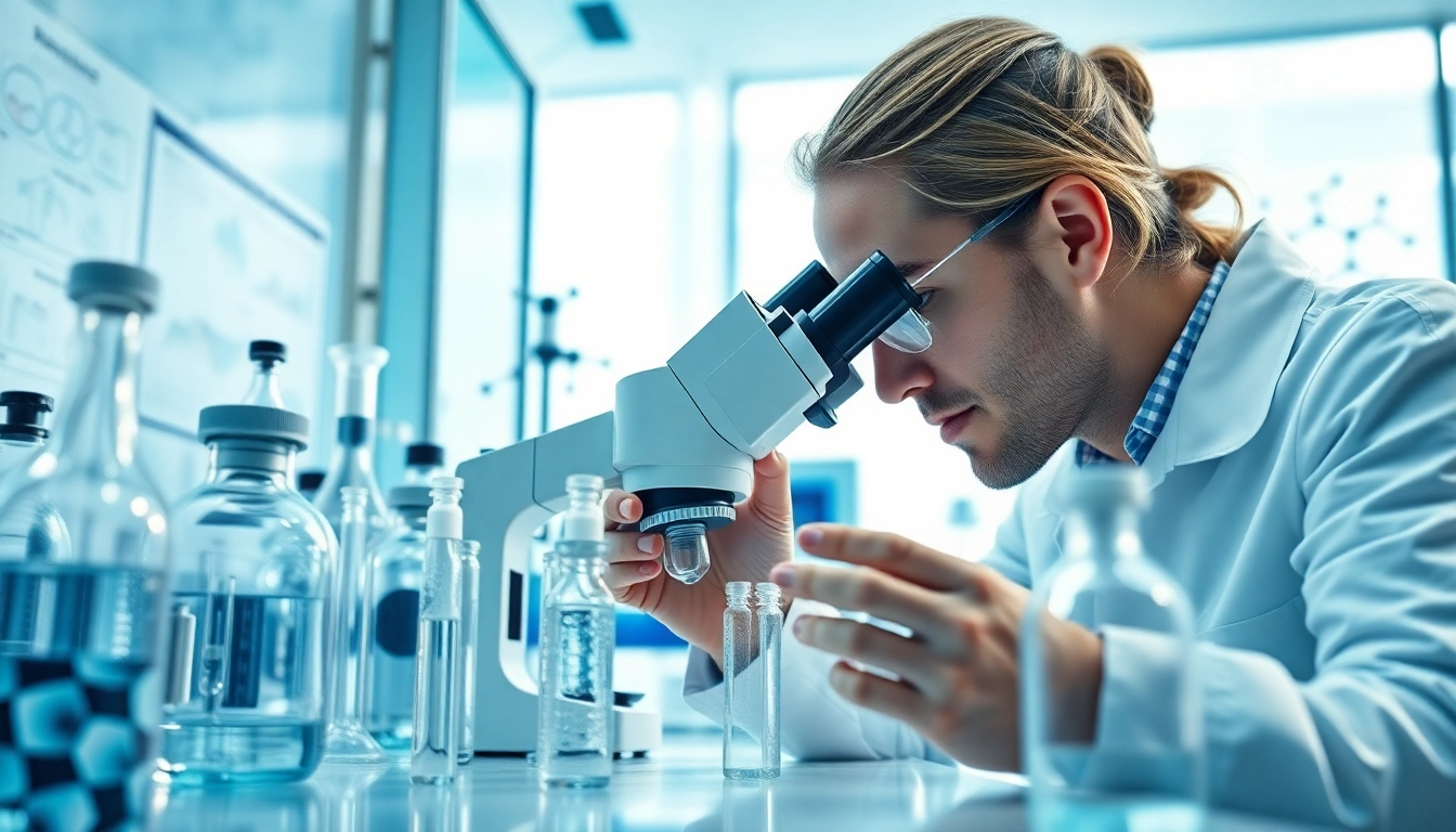 Learn where to buy glow peptides in a professional laboratory with researchers examining peptide samples.