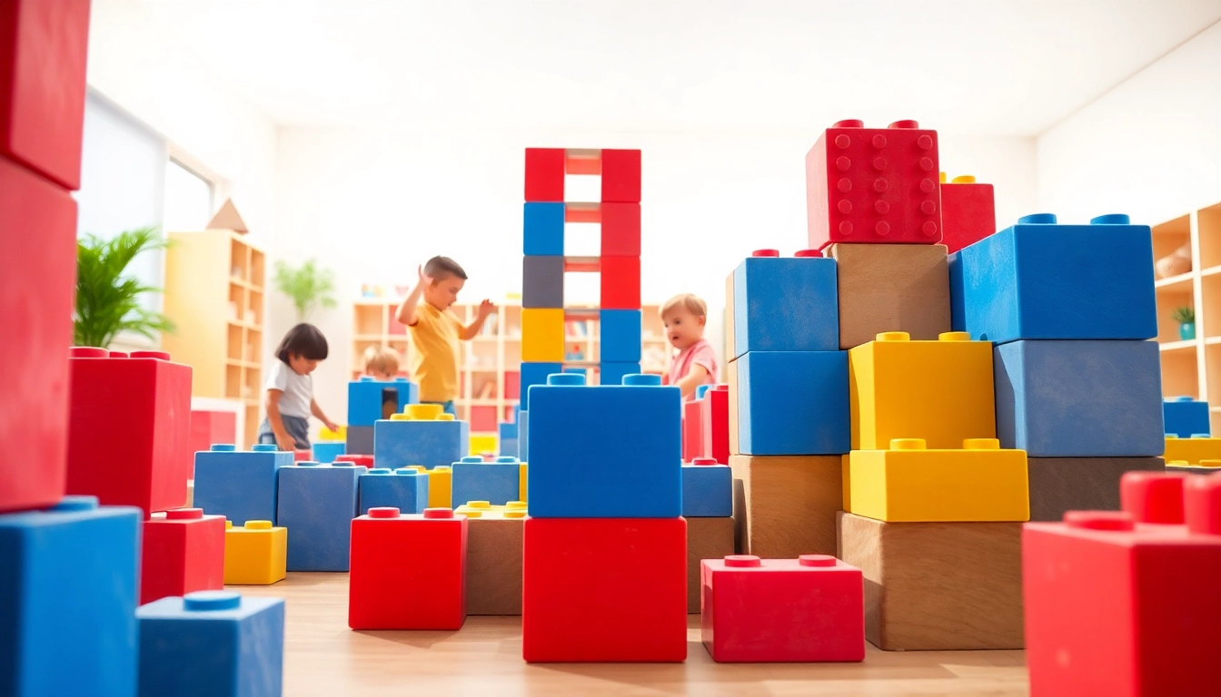 Discover more fun with giant building blocks as kids create vibrant structures indoors.