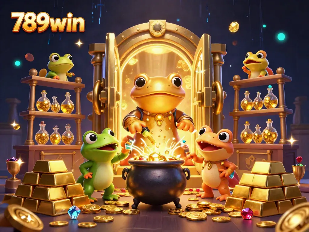 Experience the thrill of 789win as the golden salamander alchemist creates treasures in a magical casino scene.