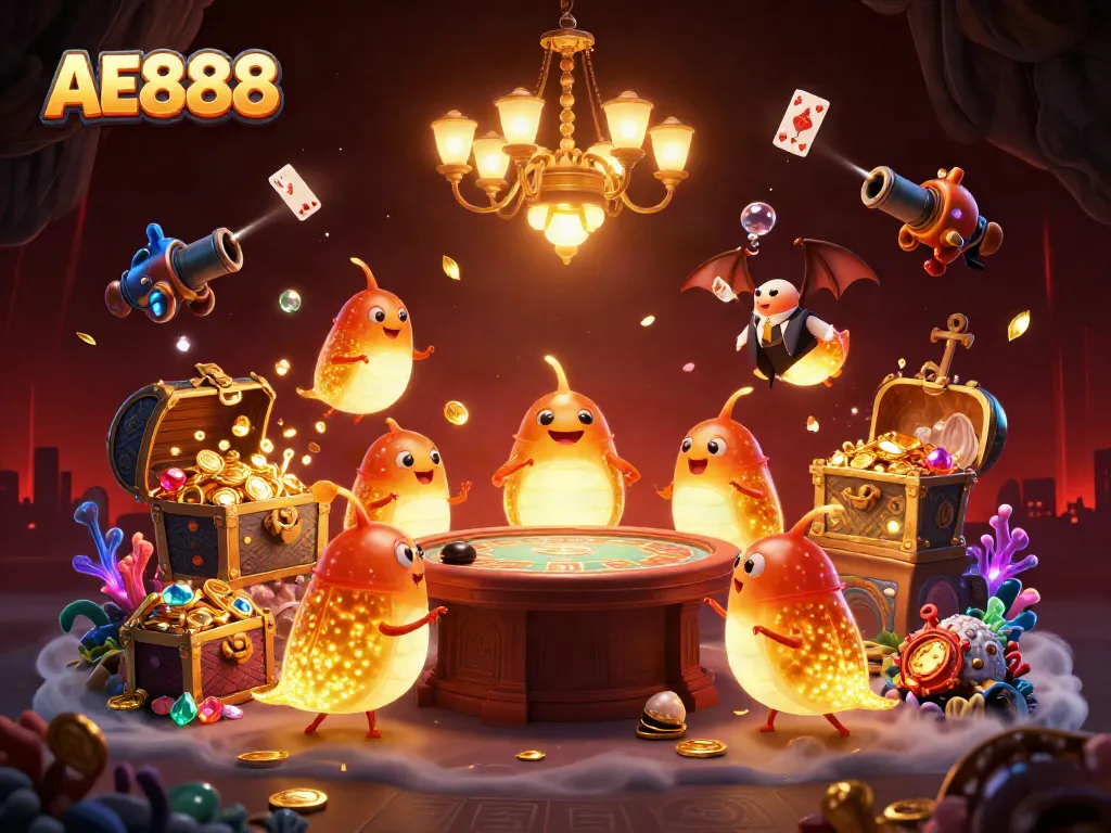 Join the fun at AE888 with glowworms and a bat dealer showcasing a cave casino filled with treasures.