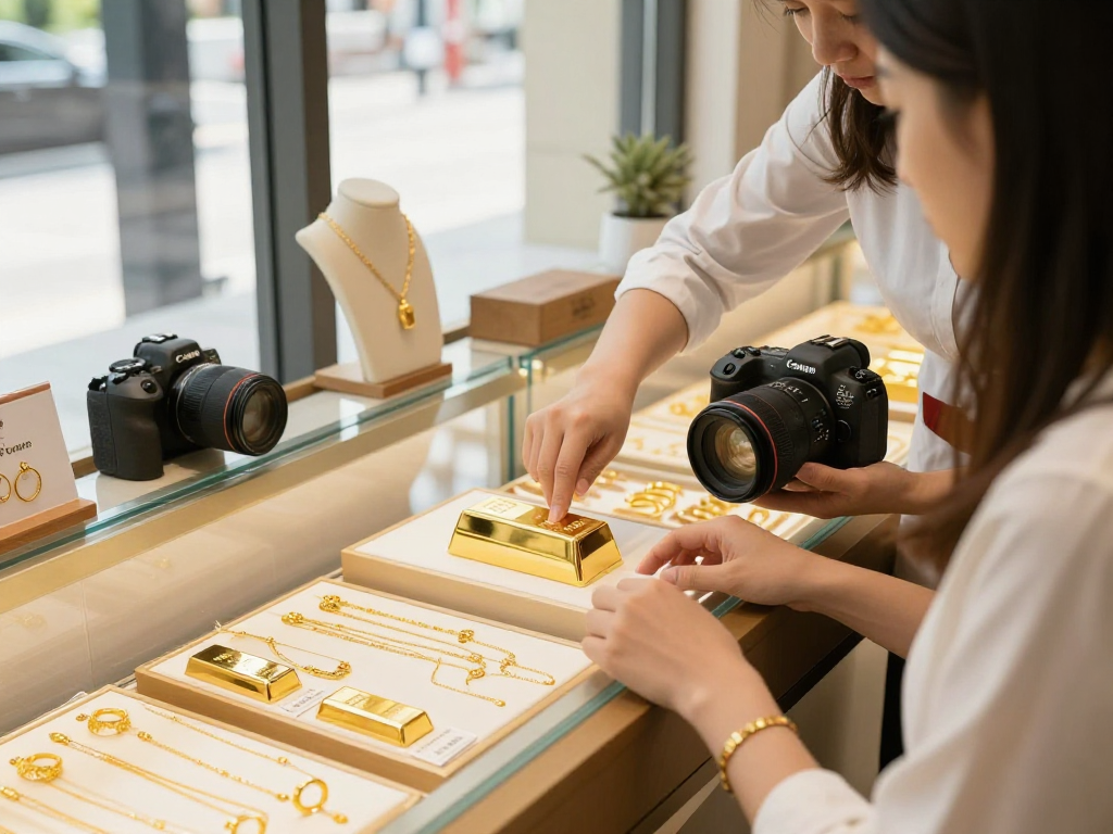 Gold jewelry consultation scene showcasing mantra88 for trusted purchases.
