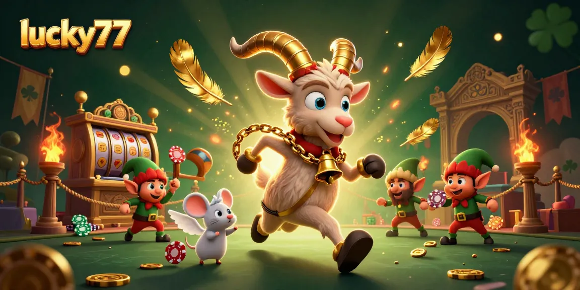 Experience an exciting lucky77 casino adventure with Krampus, angels, and mischievous gremlins in a festive scene.