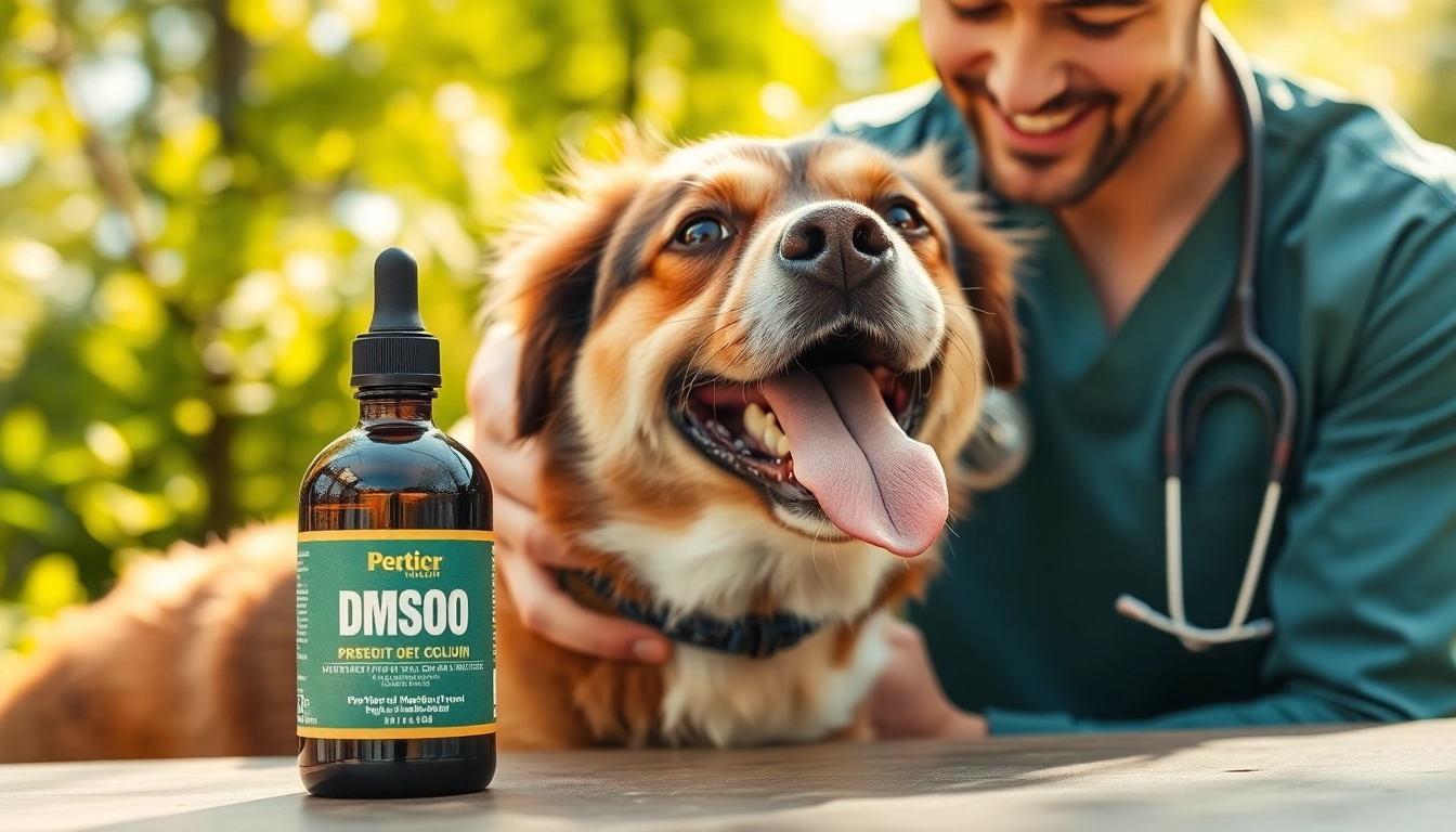 Applying dmso for dogs, a veterinarian examines a dog enjoying outdoor sunlight.