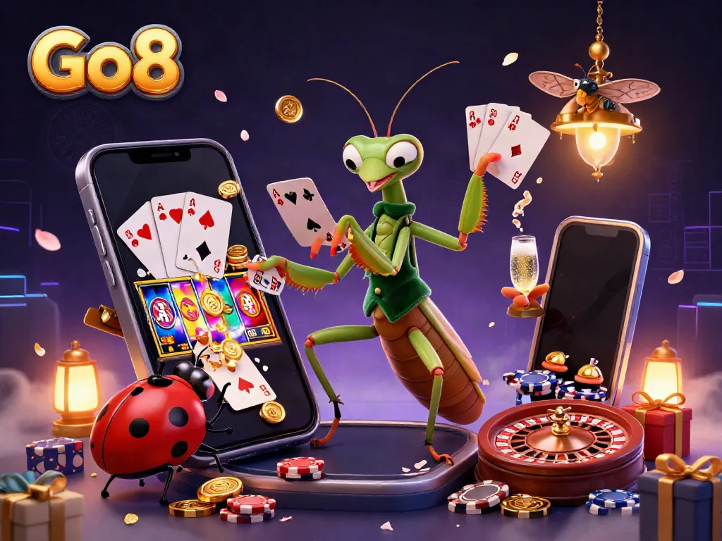 Experience thrilling gameplay at Go8 with colorful slot games, vibrant characters, and rich casino elements.