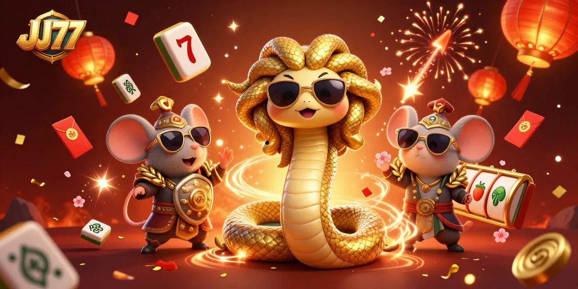Experience the excitement of JJ77 with lively casino characters and vibrant game elements.