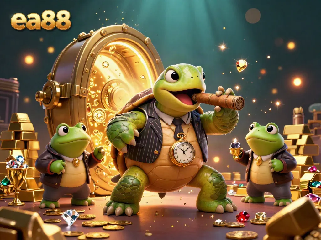Các nhân vật casino thú vị tại ea88 với đồ vàng và trang sức rực rỡ.