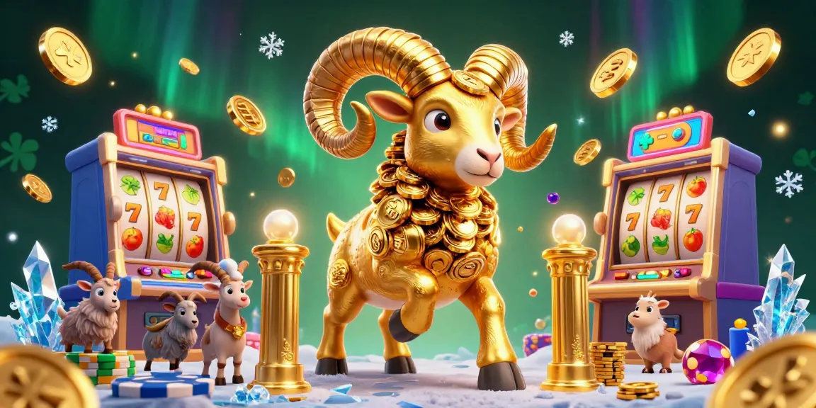 Feel the excitement at gamebancanohu with the charged golden ram leading dazzling slot machines and coins!