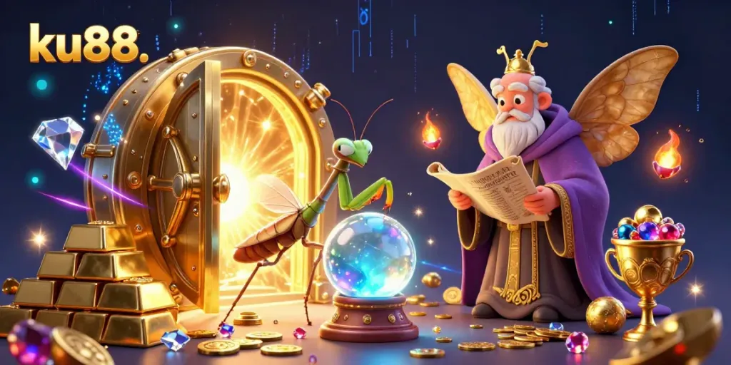 Experience winning strategies with ku88 through a vibrant casino illustration showing excitement and fortune.
