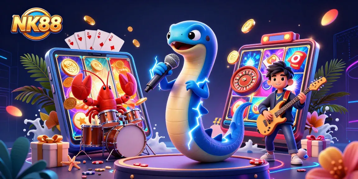 Play exciting slot games with NK88 by winning golden coins in an underwater casino scene.