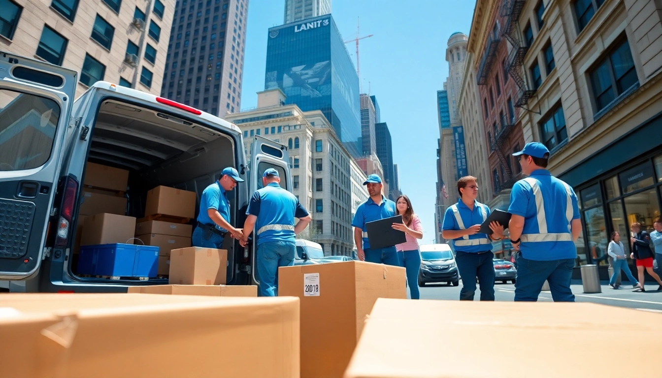 Efficient team offering moving services manhattan, showcasing professionalism in an urban setting.