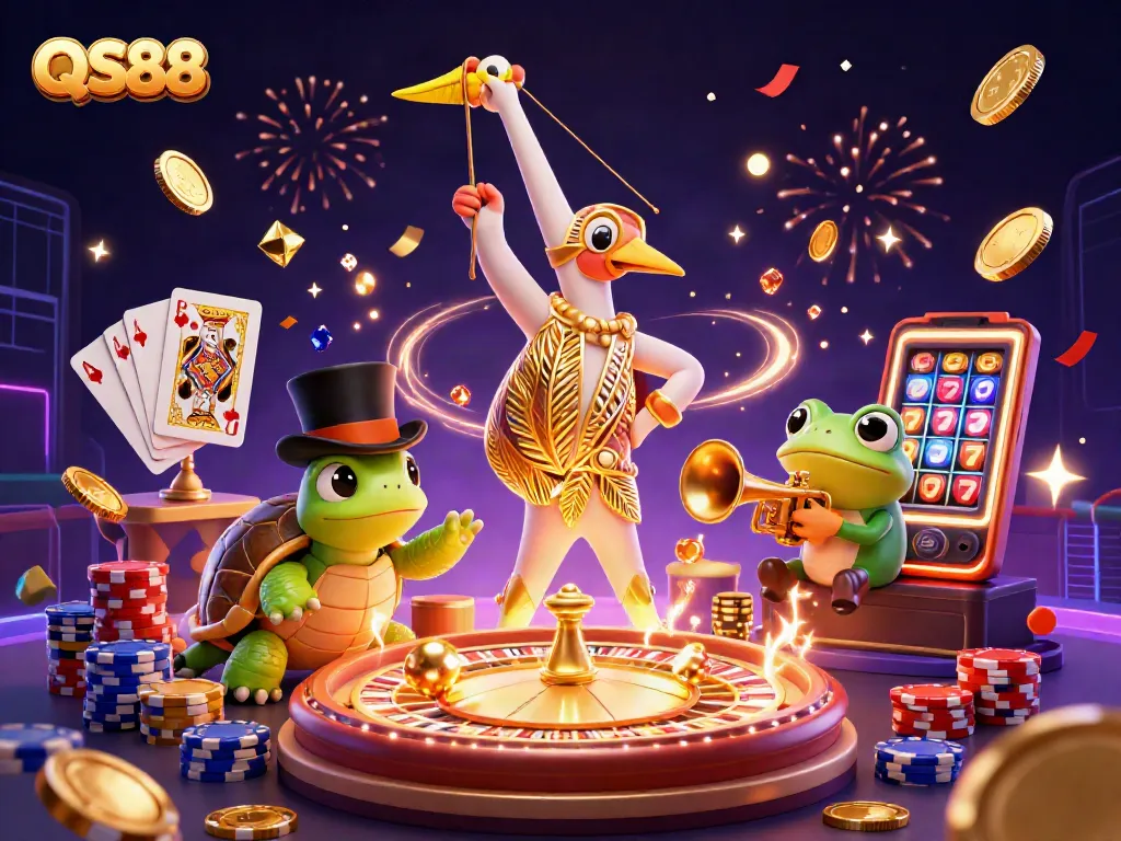 Experience thrilling gaming at QS88 with vibrant casino characters and dynamic visuals.