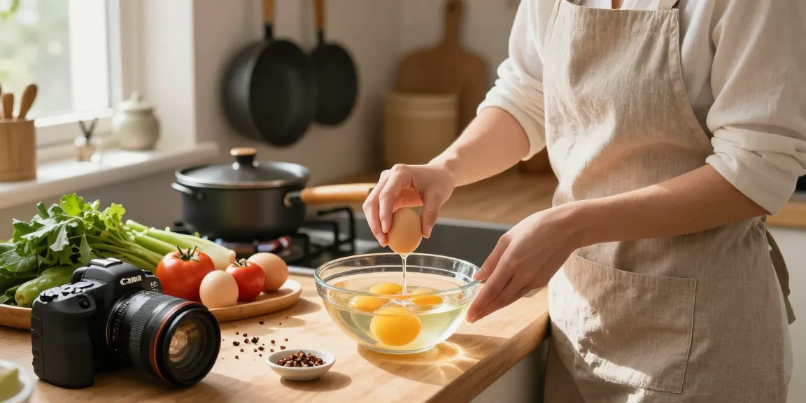 Melakukan Egg Float Test untuk mengecek kesegaran telur di https://www.eggfloattest.com/contact dengan suasana dapur yang hangat dan nyaman.