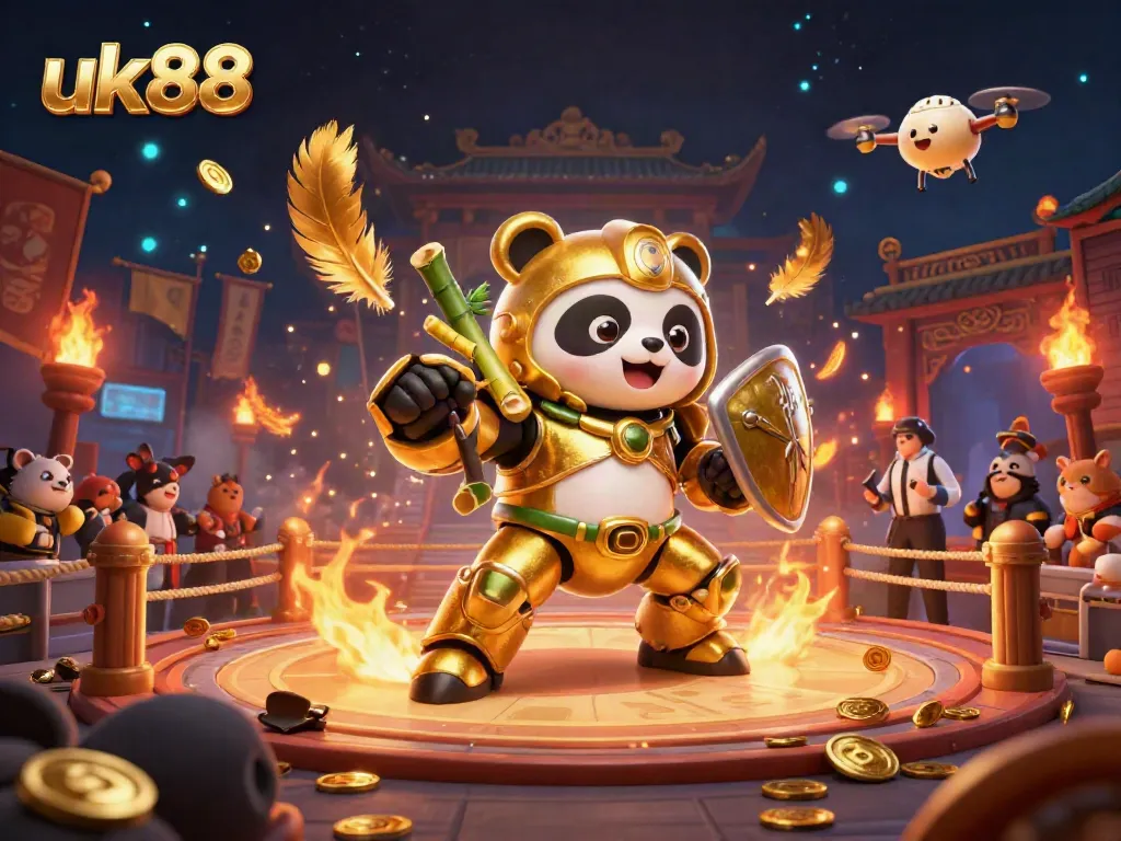 Experience the thrill of online gaming at uk88 with an engaging 3D casino arena scene full of action and excitement.