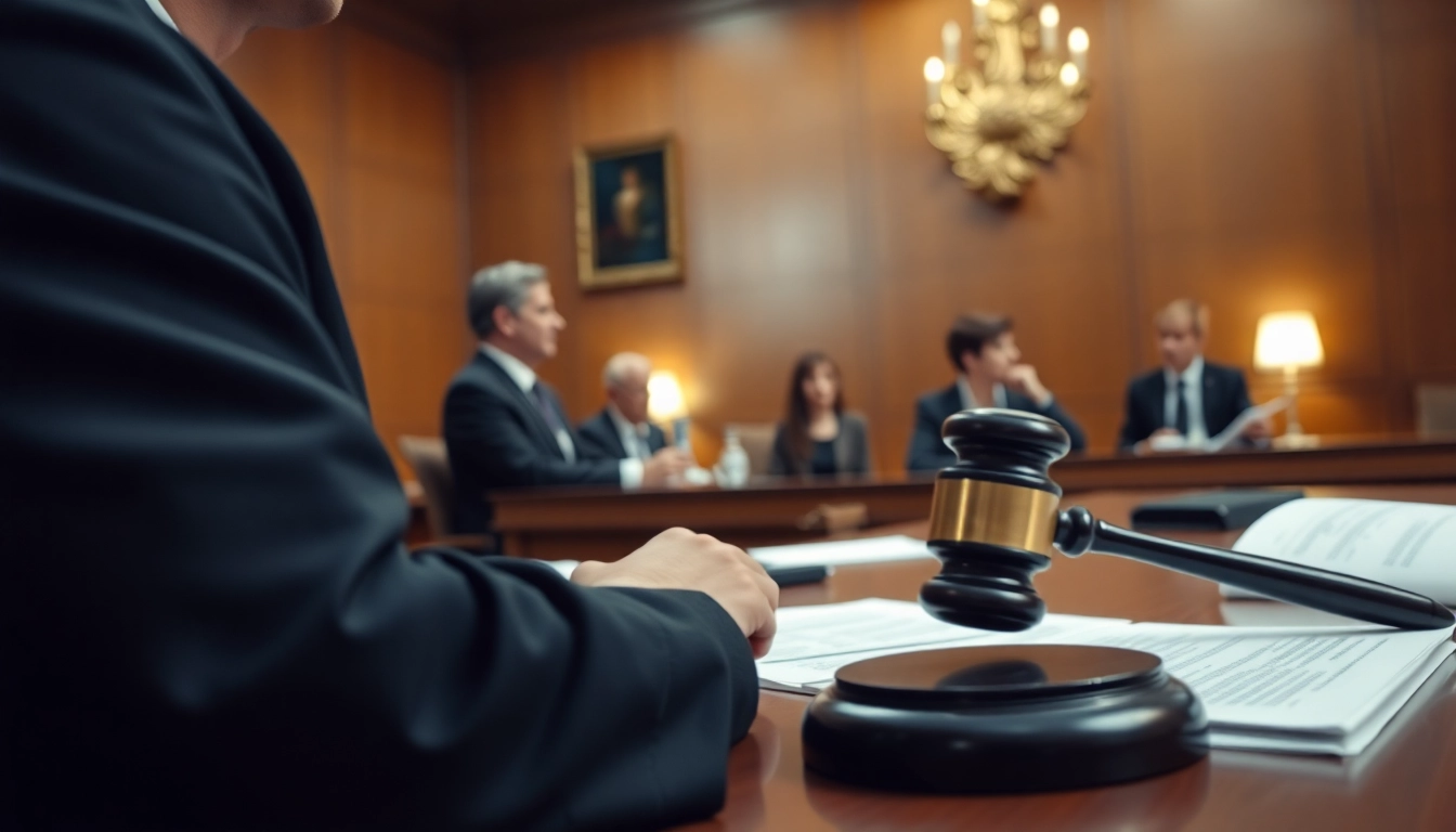 Probate courtroom scene highlighting the legal proceedings related to a will.