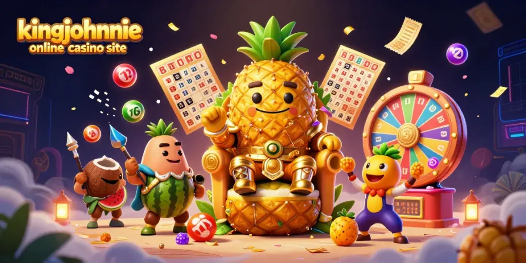 Engage with the thrilling ambiance of the kingjohnnie online casino site, featuring vibrant characters and dynamic gaming elements.