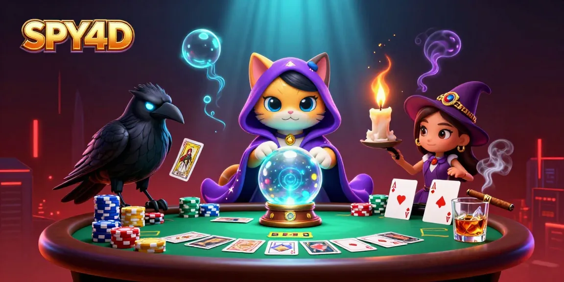 SPY4D memberikan pengalaman bermain yang unik dengan karakter mistis dan elemen kasino penuh warna.