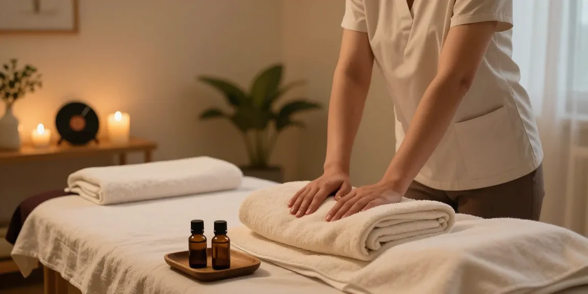 Experience the tranquility of 안산출장마사지 with a professional setup ready for your relaxing session.