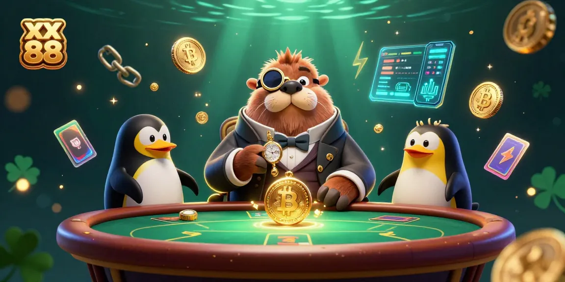 Engage in a thrilling poker game at xx 88 with a jolly walrus, sophisticated dealer, and a bluffing pufferfish.